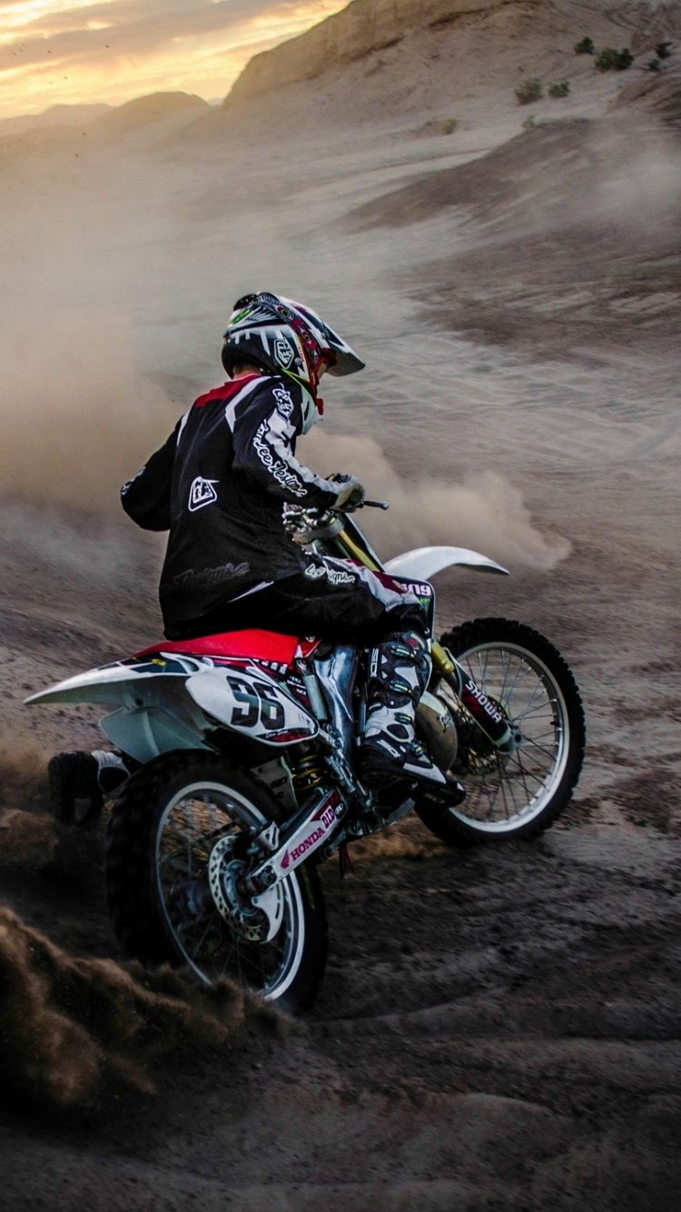 Motocross moto polvere deserto, 750x1334 Full HD Verticale, Smartphone