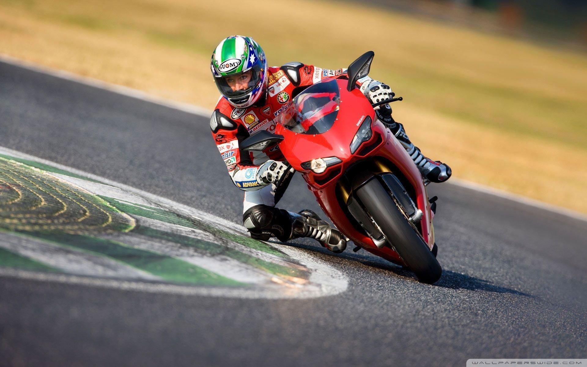Ducati rossa in curva, pista, 1920x1200 Full HD+ WUXGA, PC Desktop
