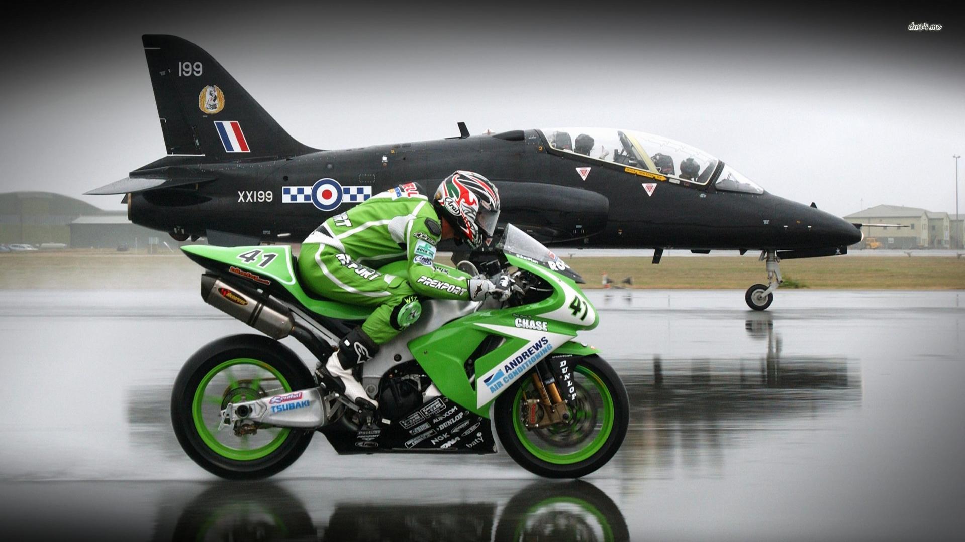 Moto Kawasaki verde e jet, 1920x1080 Full HD, PC