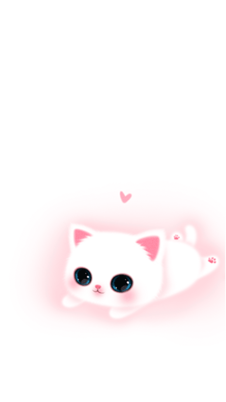 Gattino kawaii bianco rosa, 720x1280 Full HD Verticale, iPhone