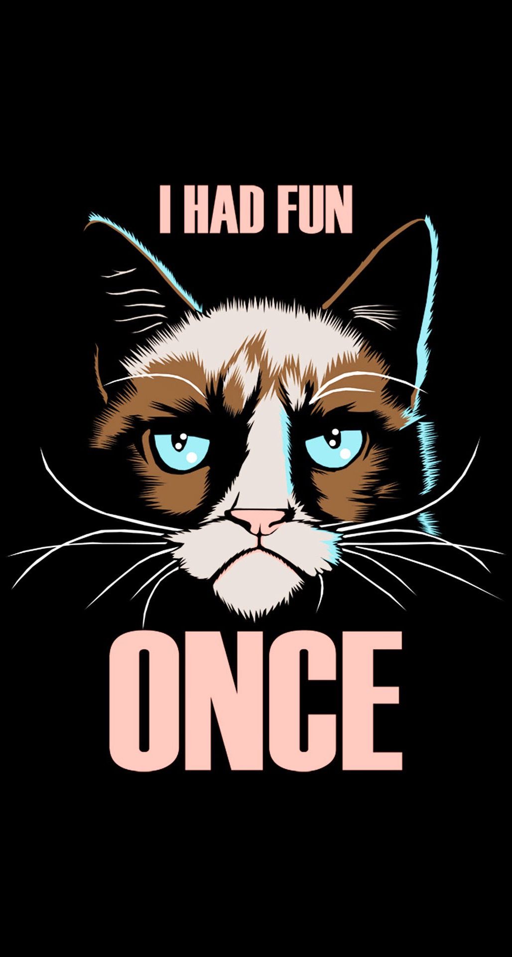 Grumpy Cat sfondo nero, 1028x1920 Verticale, Mobile
