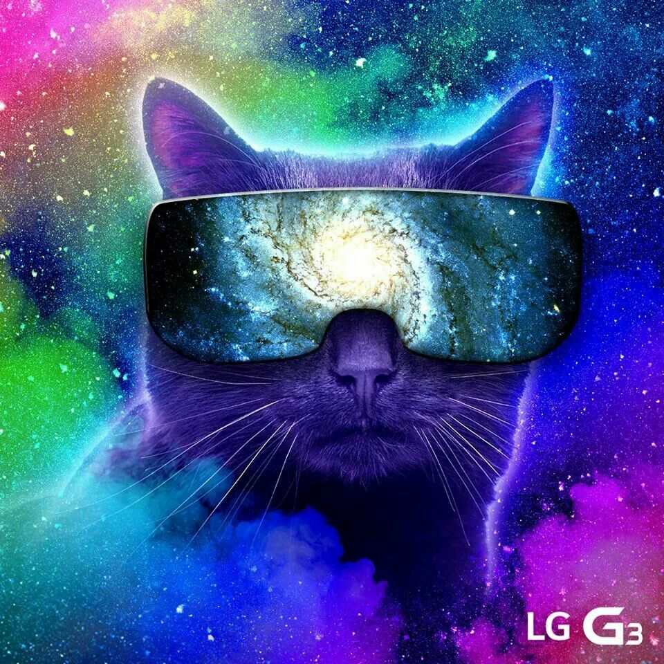 Gatto con occhiali galassia colorata, 960x960 HD, Laptop