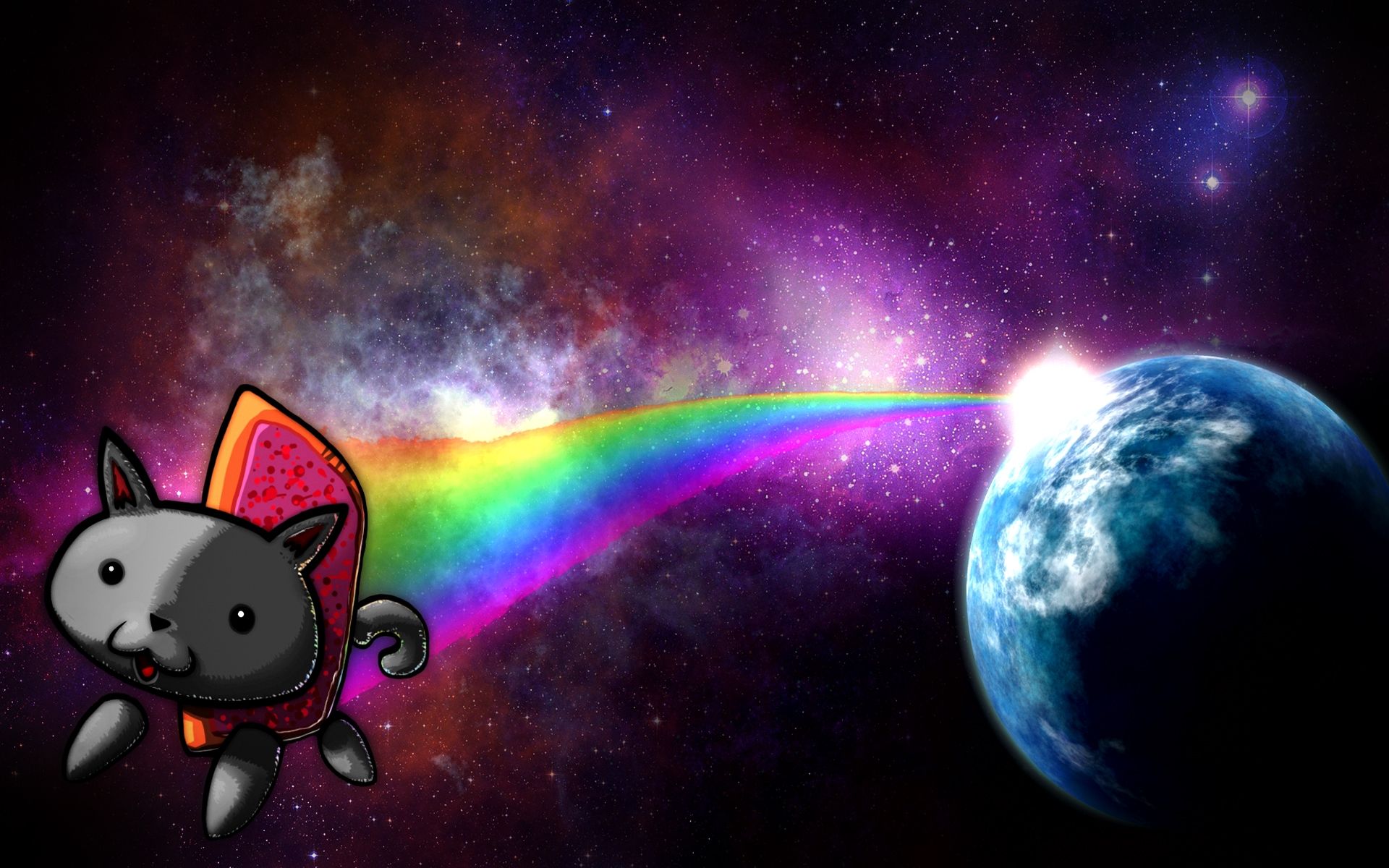 Nyan cat arcobaleno spazio Terra, 1920x1200 WUXGA, PC