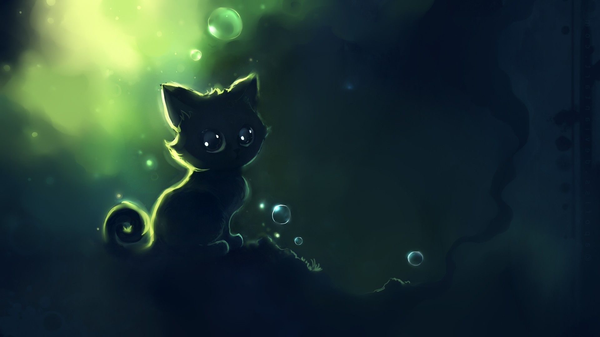 Gatto nero silhouette bolle, 1920x1080 Full HD 1080p, Desktop