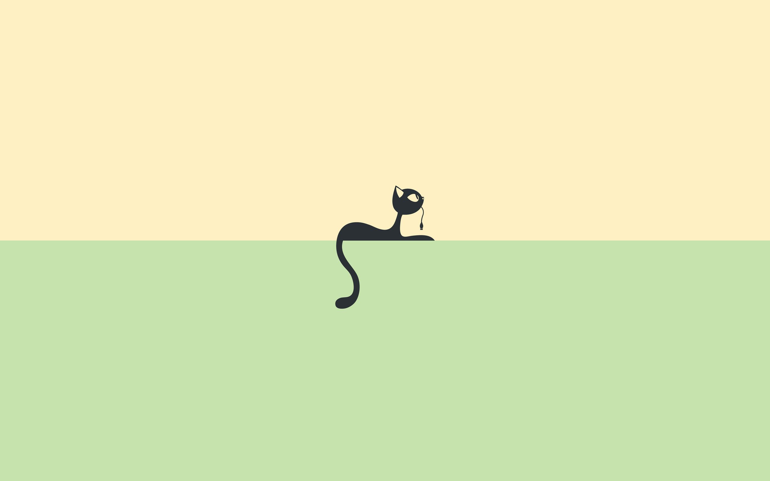 Gatto nero minimalista cartoon, 2560x1600 WQXGA, PC Desktop