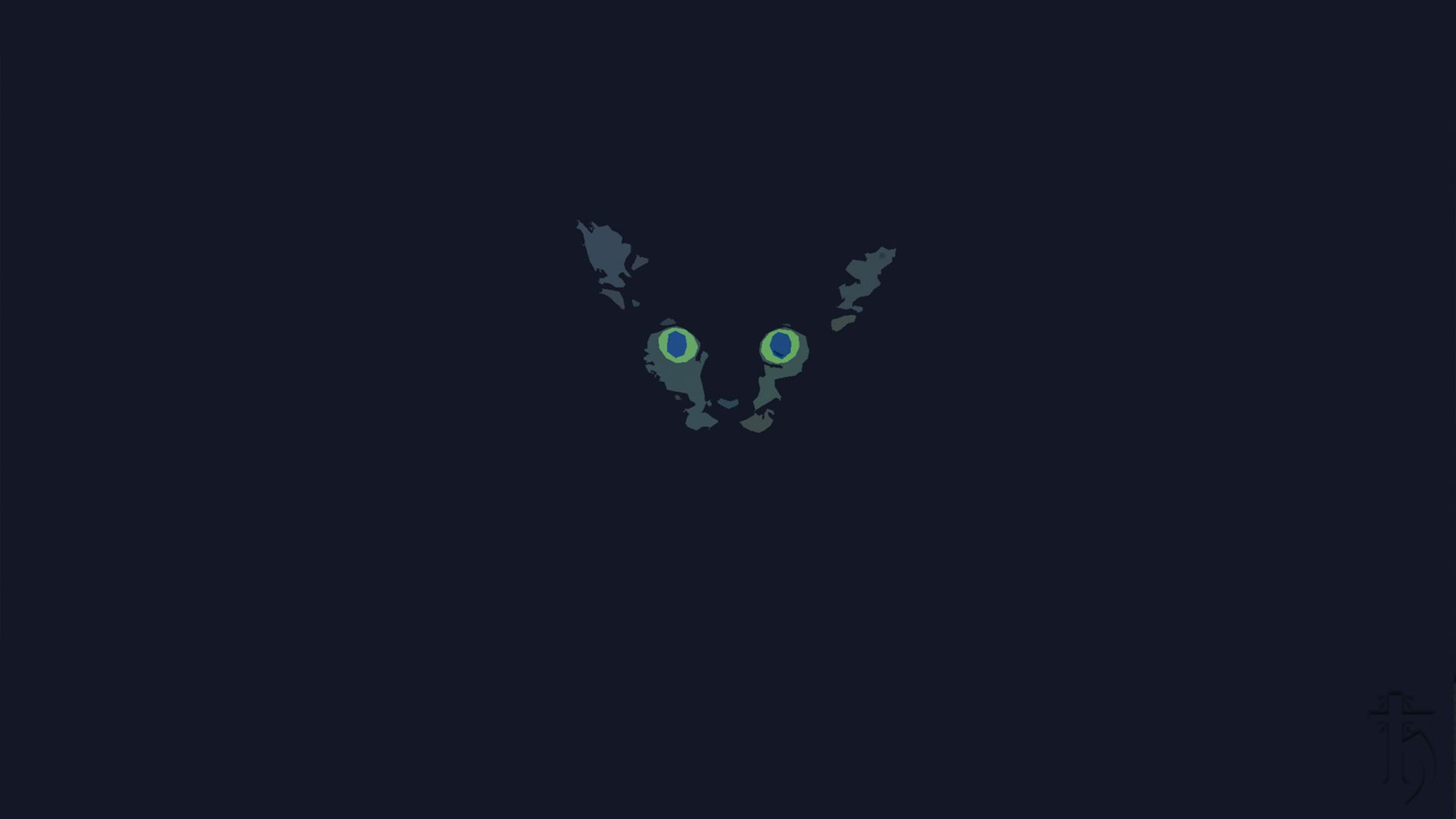 Gatto minimalista occhi verdi buio, 1920x1080 Full HD, Monitor Gaming