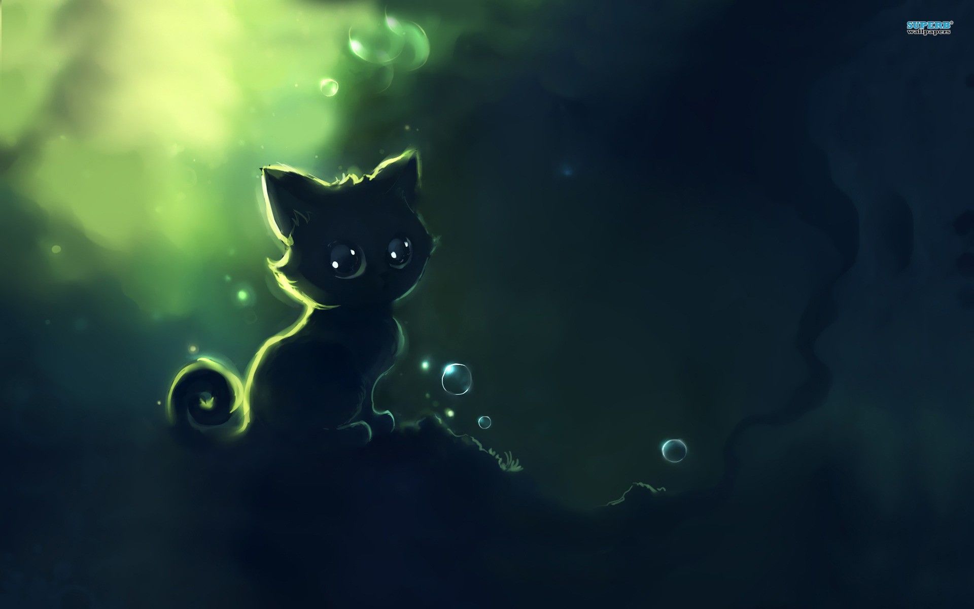 gatto nero silhouette bolle, 1920x1200 WUXGA, PC Desktop