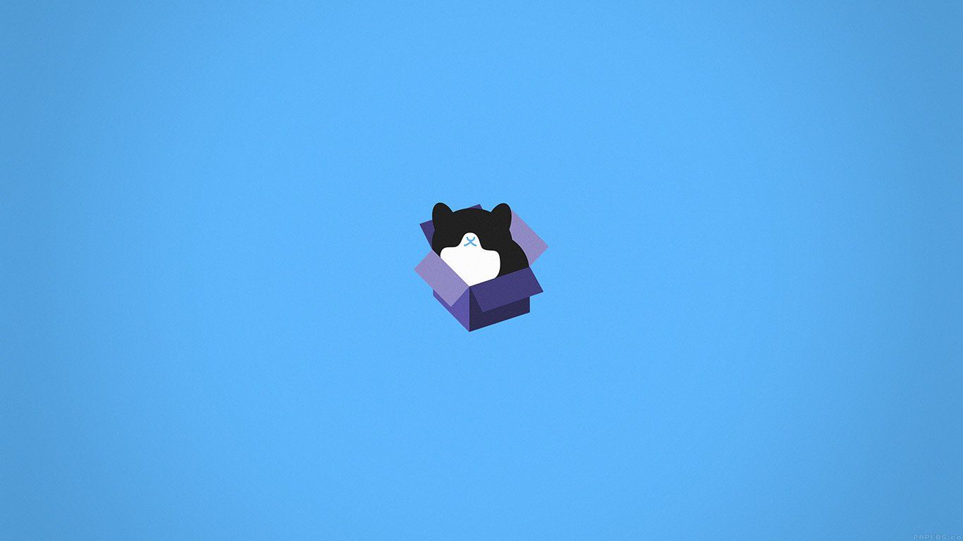 Gatto illustrato in scatola blu, 1366x768 HD, PC Desktop