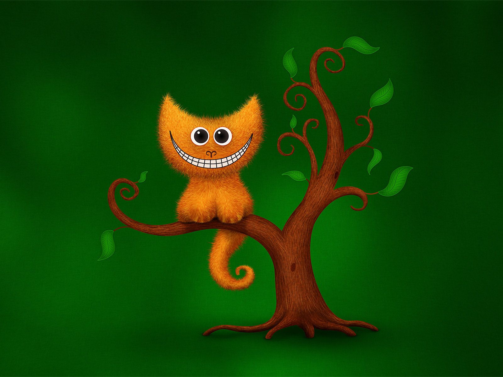 gattino arancione sorridente su albero, 1600x1200 HD Ready, PC Desktop