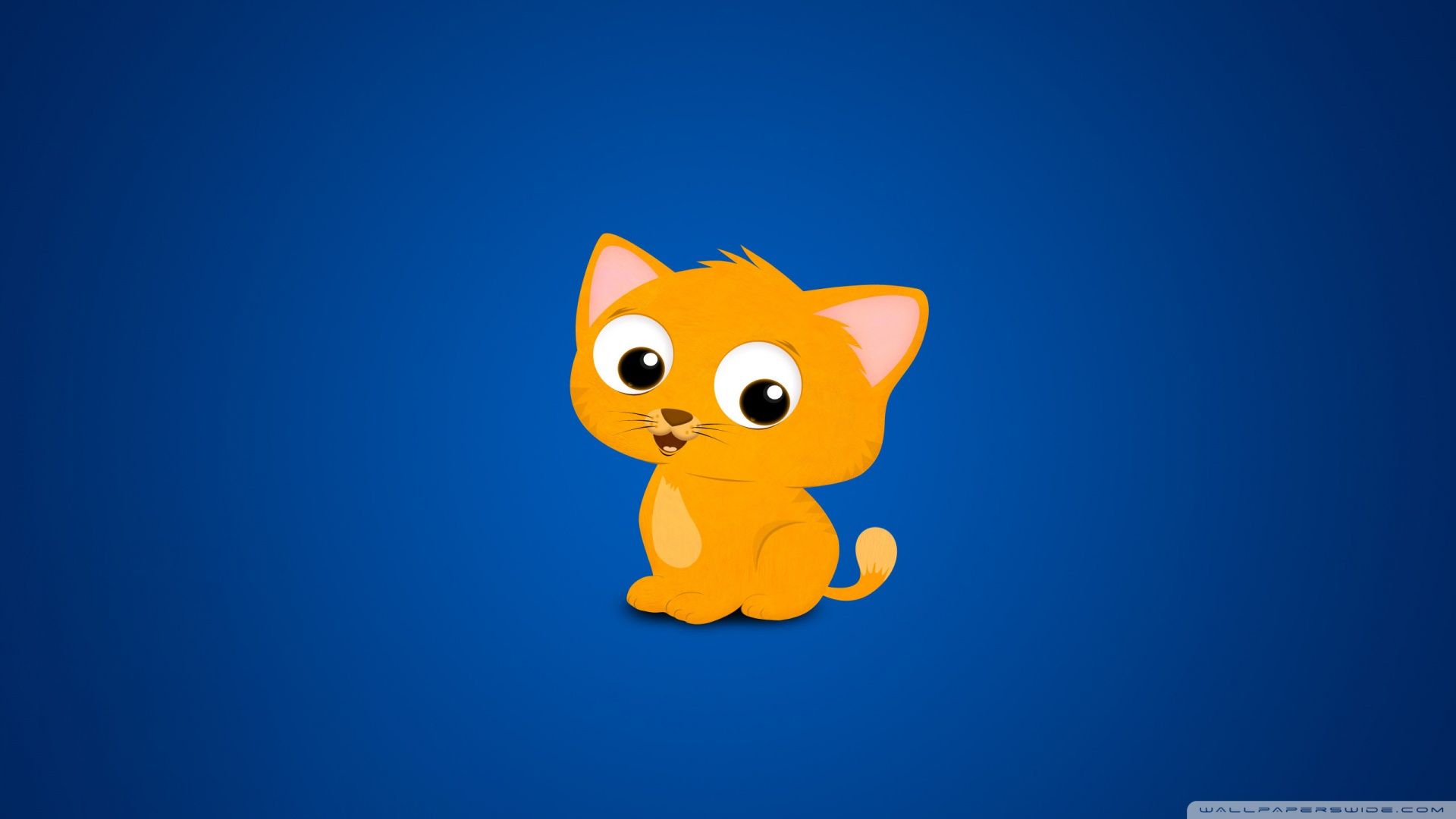 Gattino arancione cartoon sfondo blu, 1920x1080 Full HD 1080p, PC Desktop