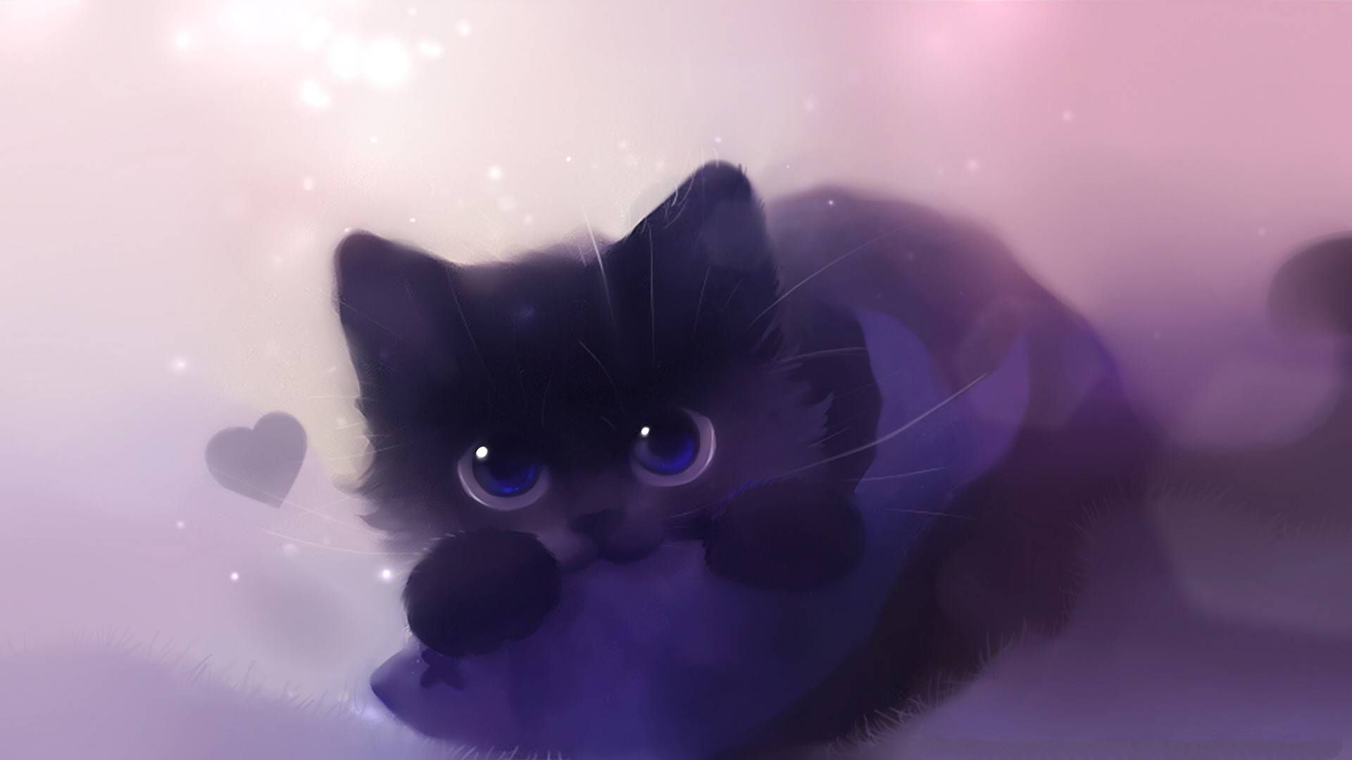 Gattino nero stile anime, 1920x1080 1080p, Monitor Gaming