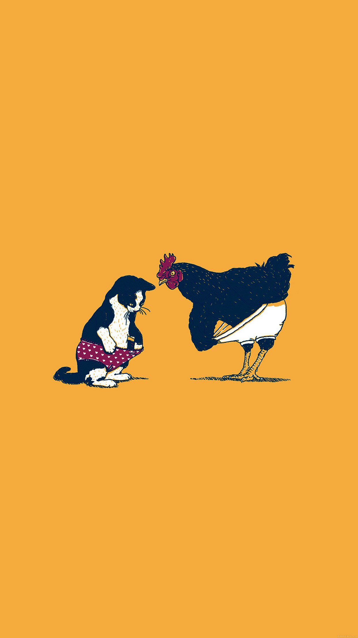 Cane e gallina illustrazione gialla, 1242x2208 Full HD Verticale, iPhone