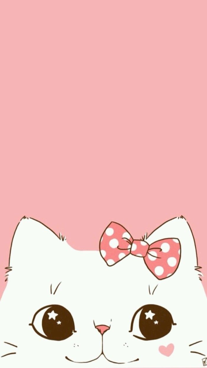 Gatto cartoon fiocco rosa, 700x1243 Full HD Verticale, iPhone Plus