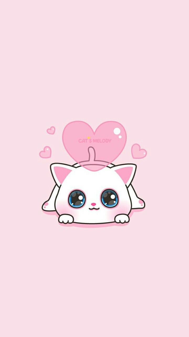Gatto bianco carino con cuori, 720x1280 Full HD Verticale, iPhone