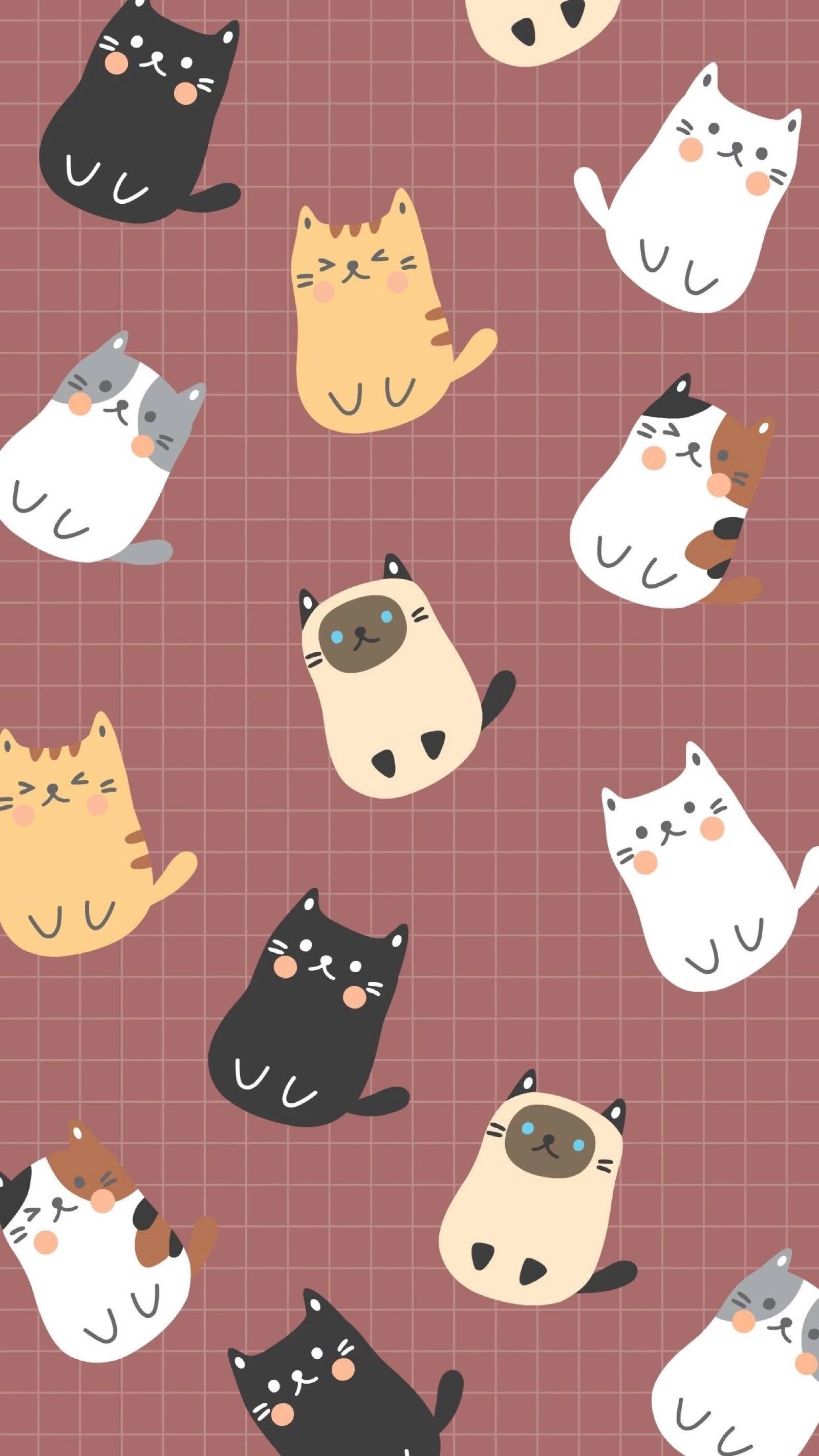 Gatti carini cartoon rosa, 1600x2844 Full HD Verticale, iPhone Air