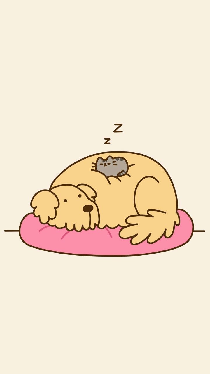 Pusheen su cane addormentato, 720x1280 Verticale, iPhone