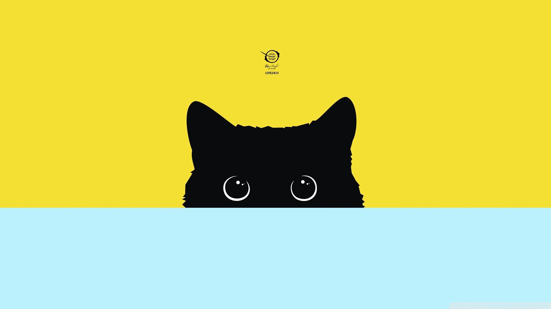 Gatto nero cartoon giallo, 1920x1080 Full HD 1080p, Desktop
