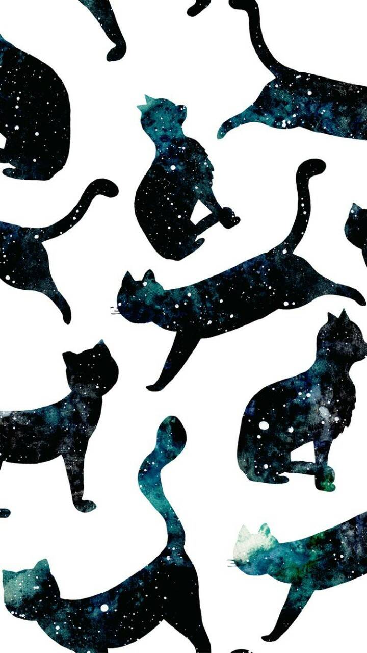 Silhouette gatti galassia blu, 720x1280 Full HD Verticale, iPhone