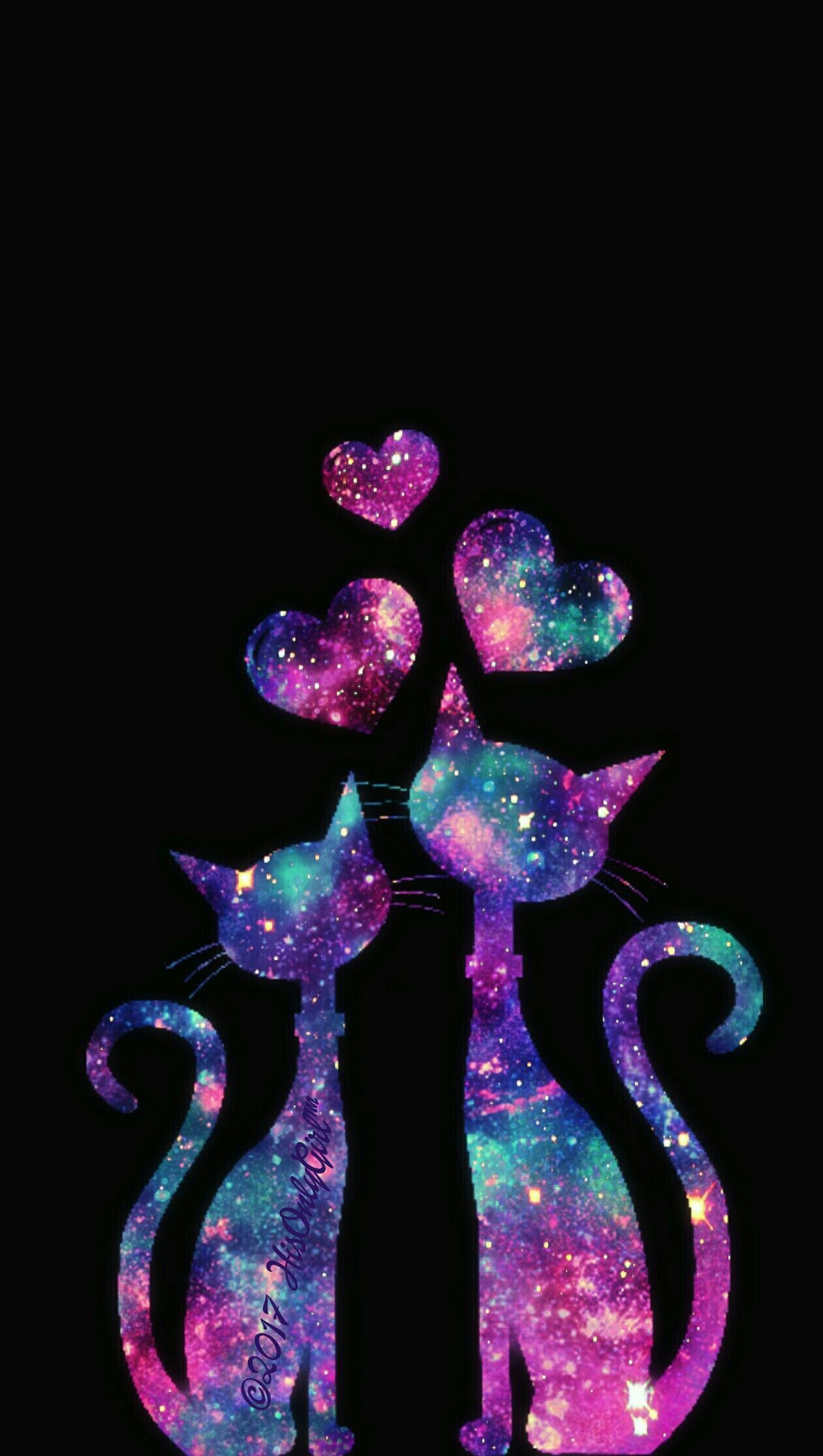 Gatto nero galassia occhi luminosi, 1080x1920 Verticale, Telefono