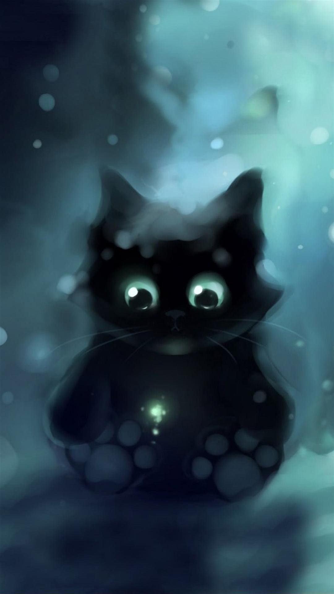 Gatto nero galassia stellata, 1080x1920 Full HD Verticale, Smartphone