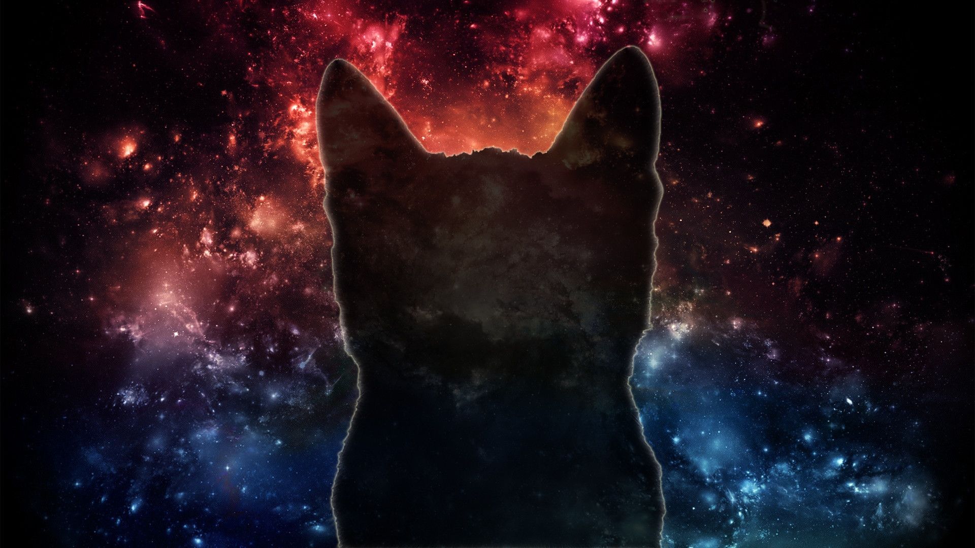 Sagoma gatto galassia stellata, 1920x1080 Full HD 1080p, Desktop