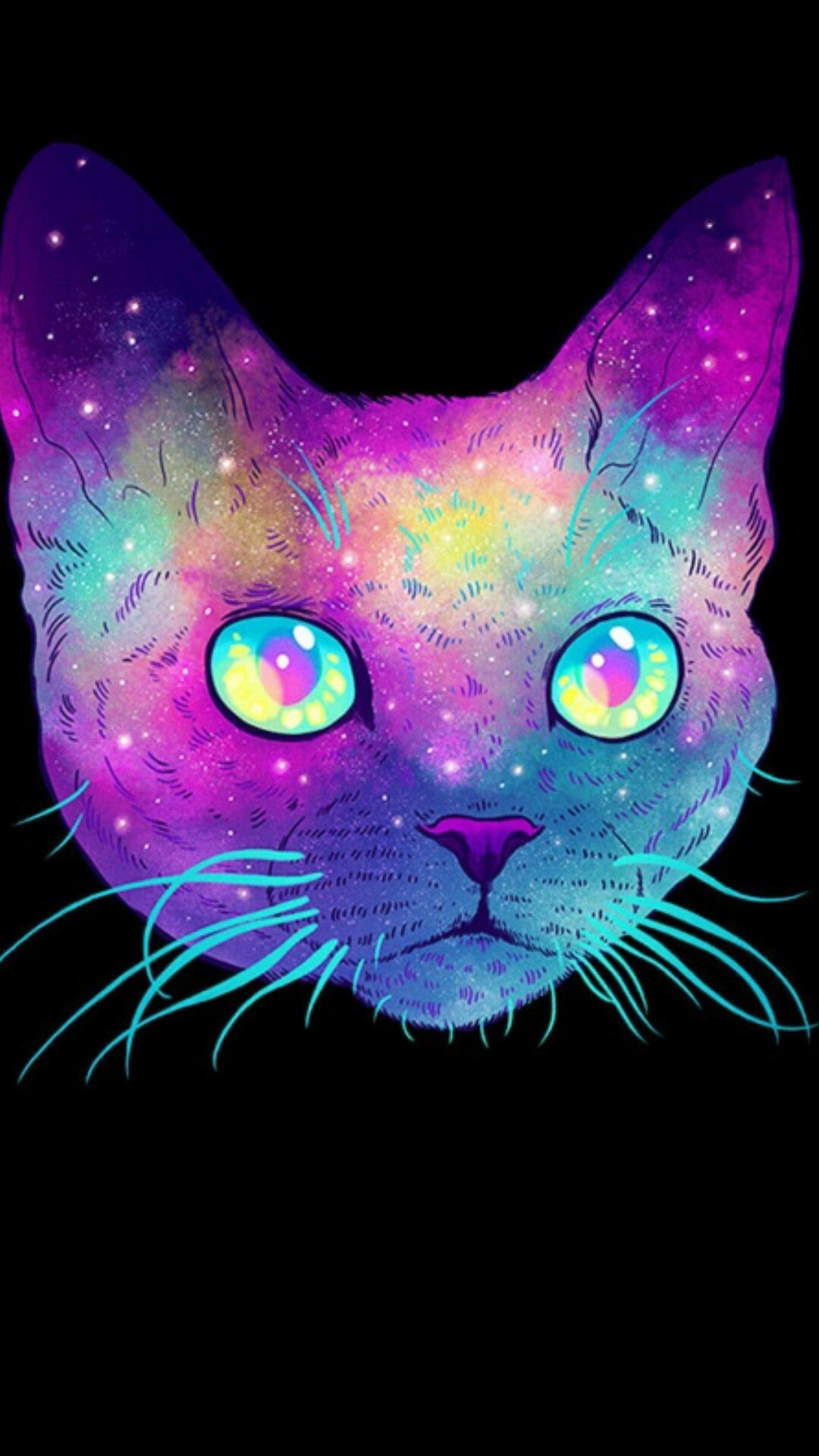 Gatto galattico colorato, 1080x1920 Full HD Verticale, iPhone