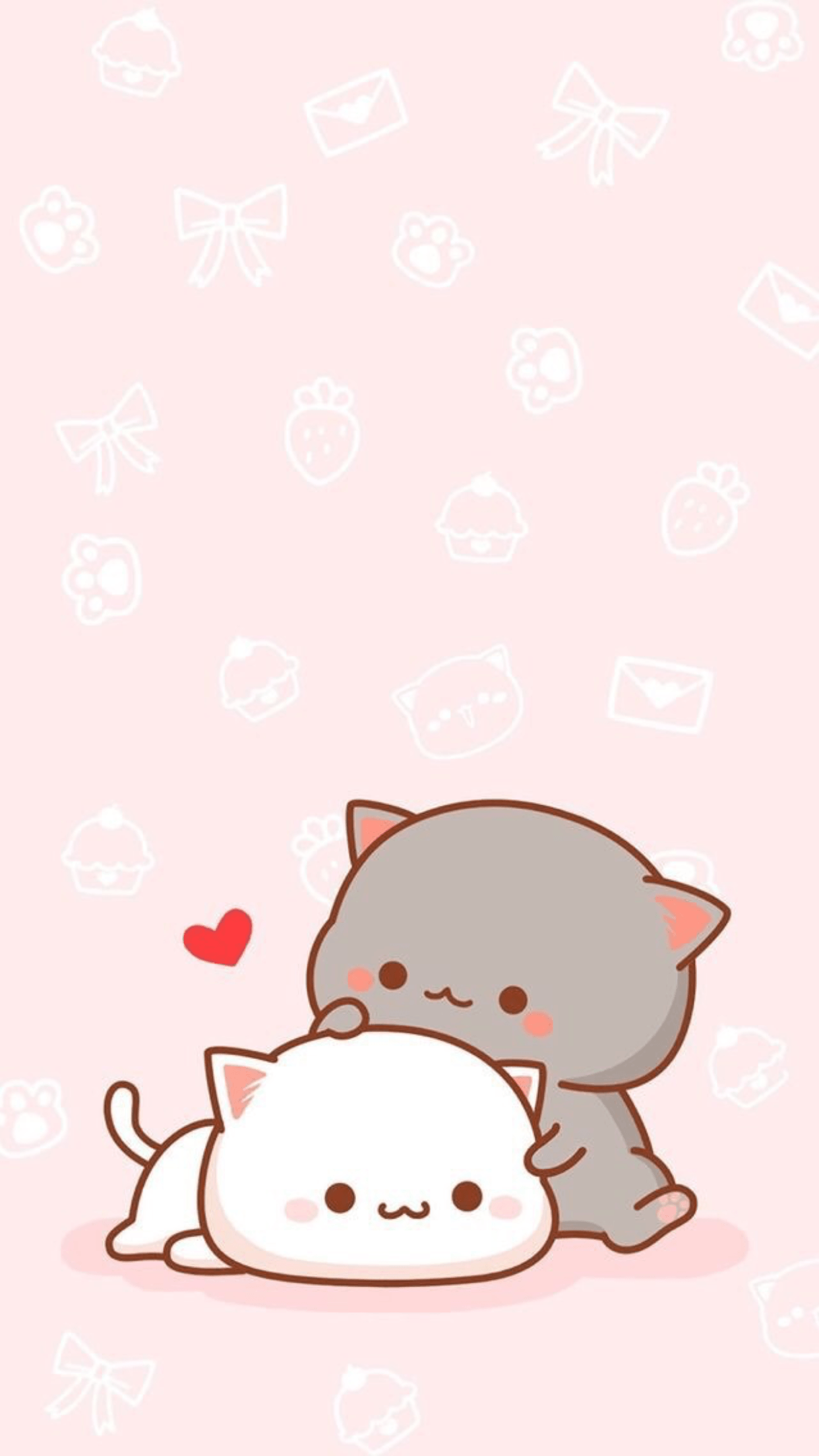 Gatti kawaii grigio e bianco, 1242x2208 Full HD Verticale, iPhone