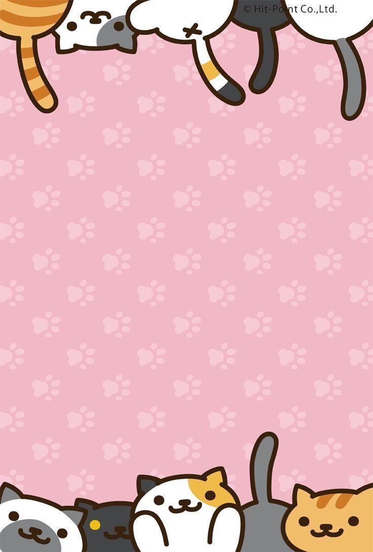 Gatti kawaii sfondo rosa zampe, 736x1090 Verticale, Mobile