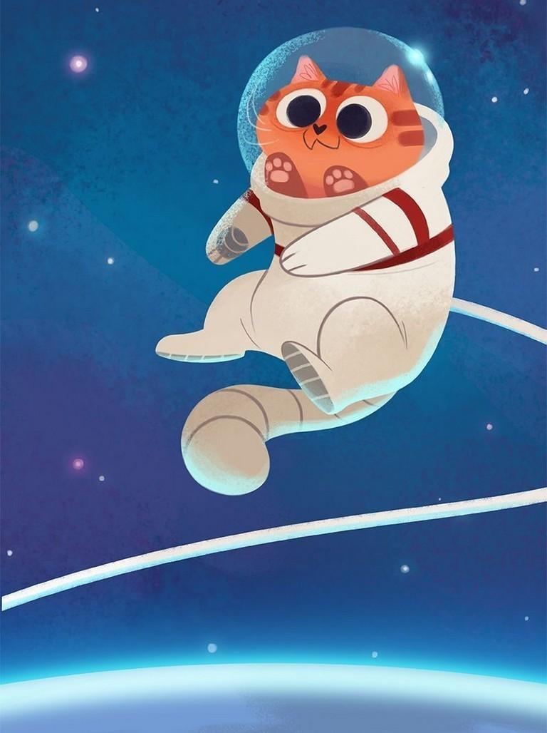 Gatto astronauta kawaii spazio, 768x1028 Full HD Verticale, Google Pixel