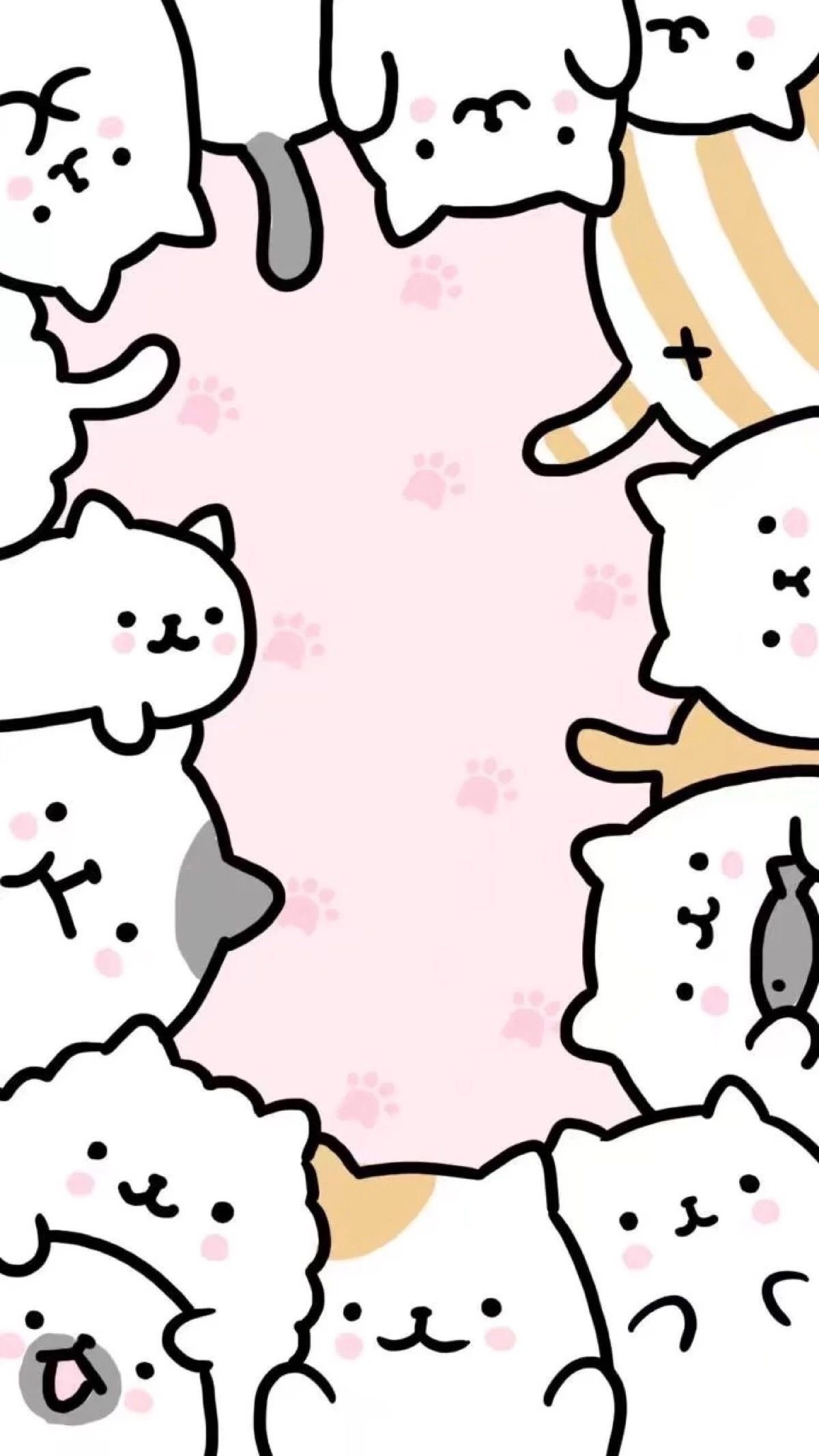 Gatti kawaii bianchi cornice, 1200x2133 Verticale, OnePlus