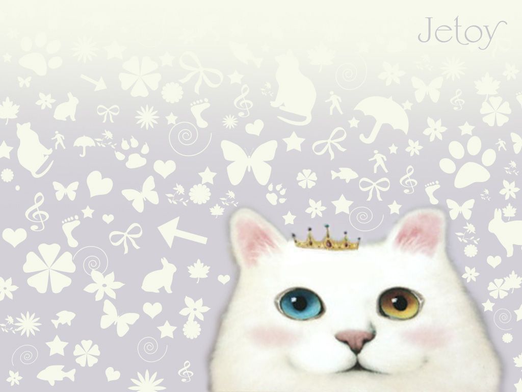 Gatto bianco kawaii con corona, 1024x768 HD, Desktop