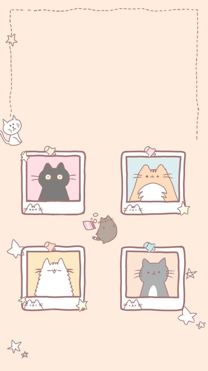 Gatti kawaii in cornici, 720x1280 Verticale, Mobile
