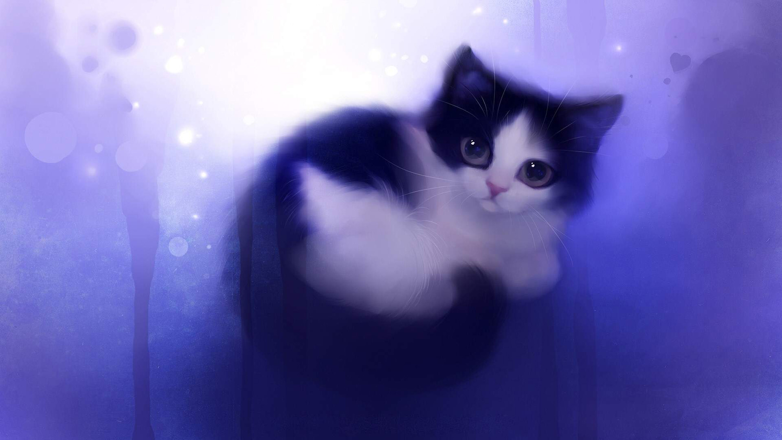 Gattino kawaii bianco e nero, 1600x900 HD Ready, Laptop