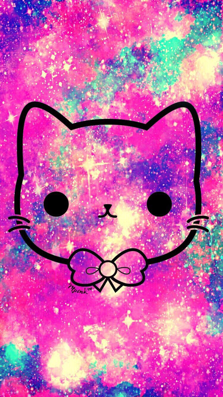Gatto kawaii galassia rosa, 750x1334 Verticale, iPhone