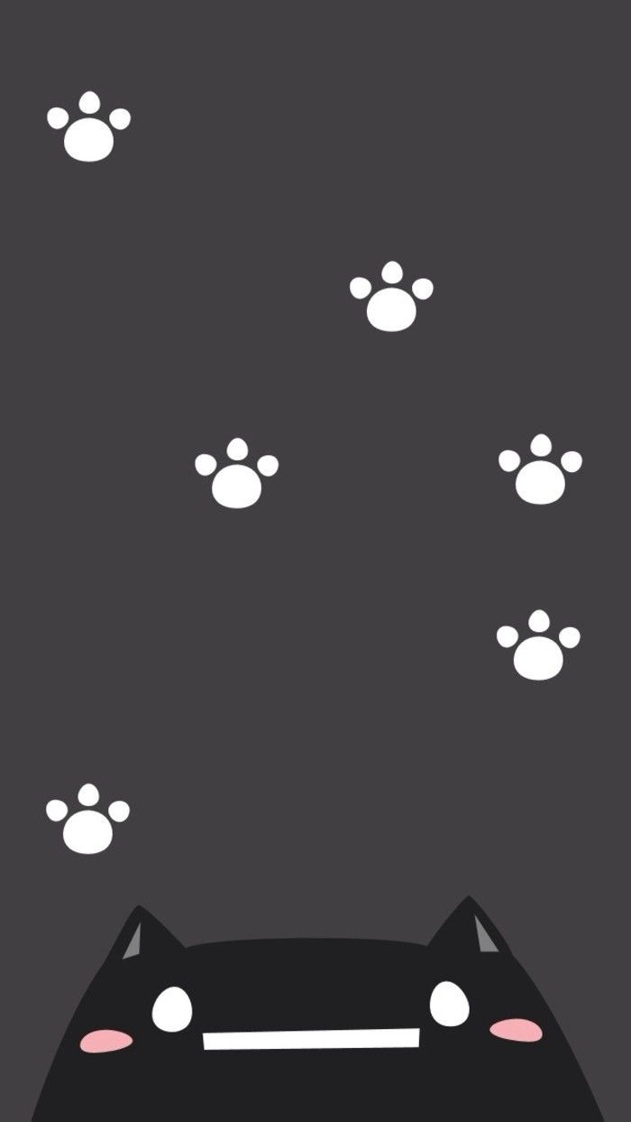 Gatto nero kawaii impronte, 700x1243 Verticale, Android
