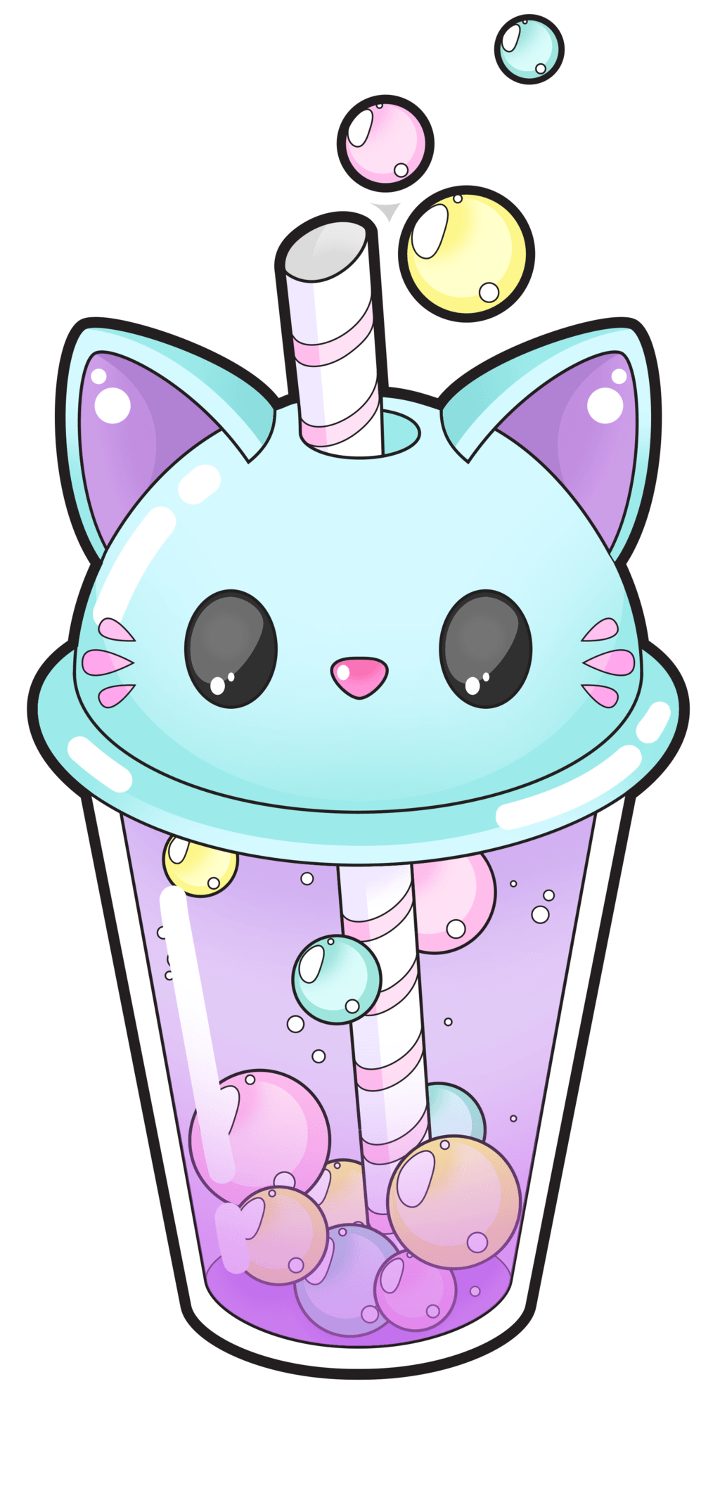 Gatto kawaii bubble tea, 1024x2150 Full HD Verticale, Samsung Galaxy