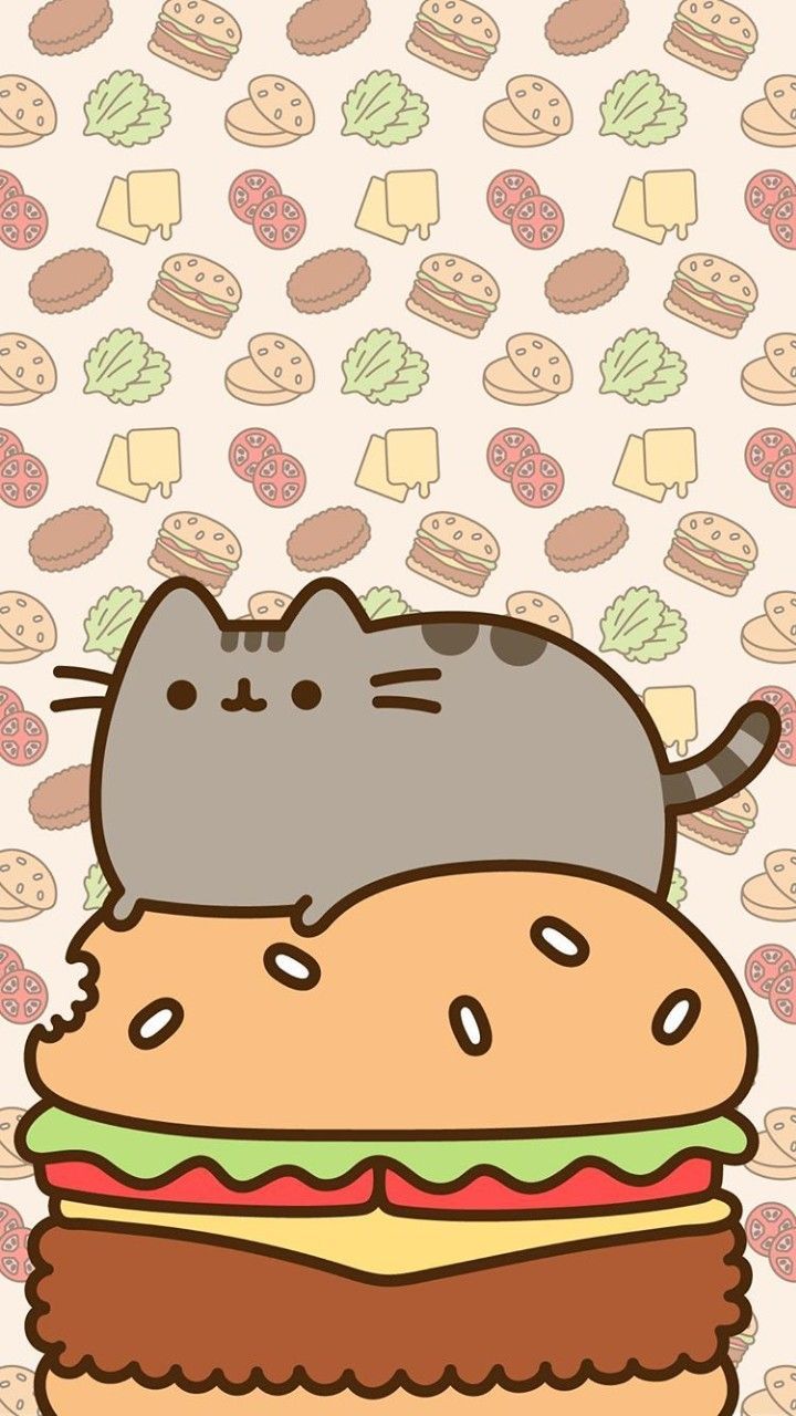 Gatto kawaii su hamburger, 720x1280 Verticale, Android