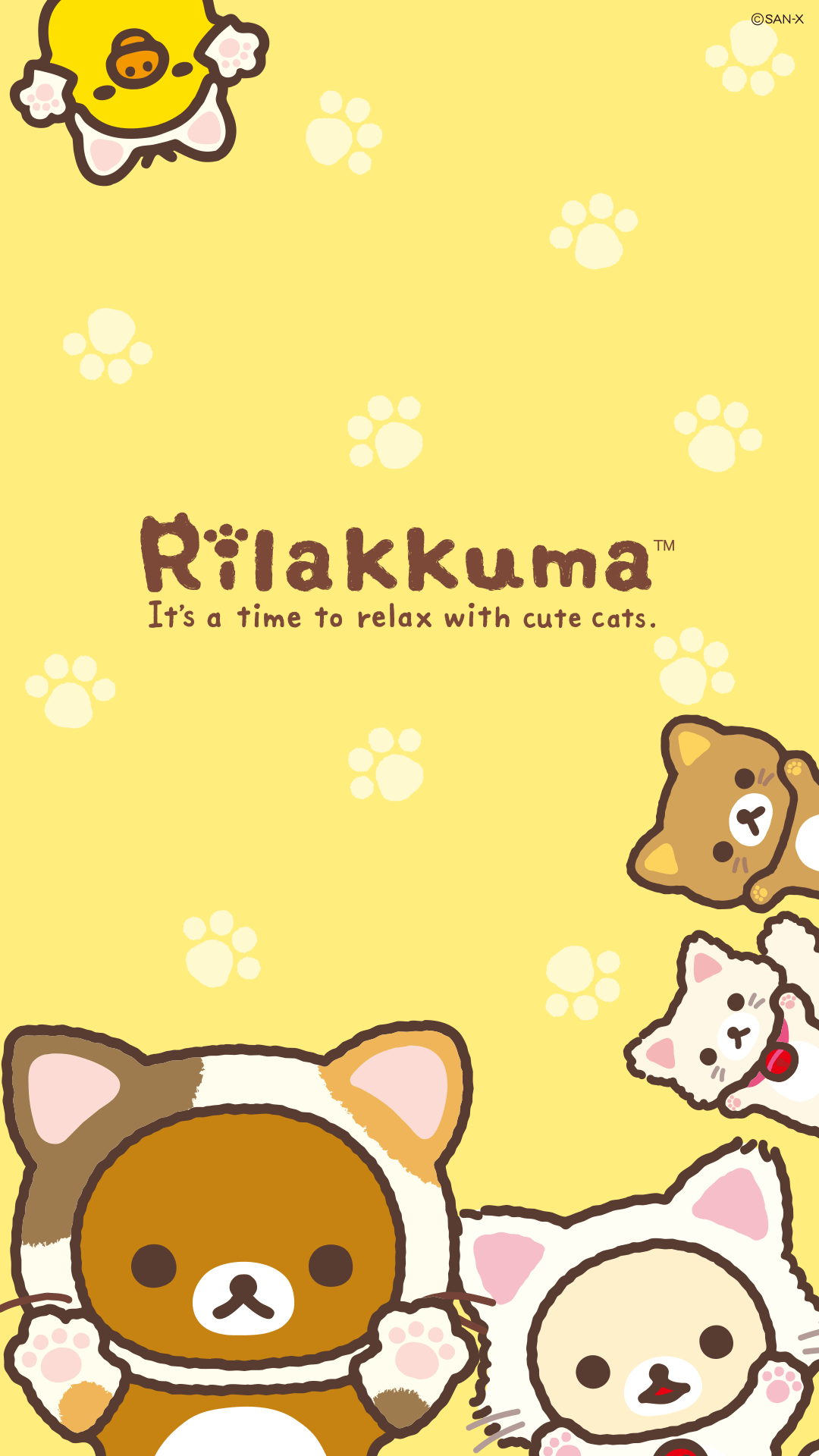 Rilakkuma personaggi gatto giallo, San-X, 1080x1920 Full HD Verticale, Smartphone