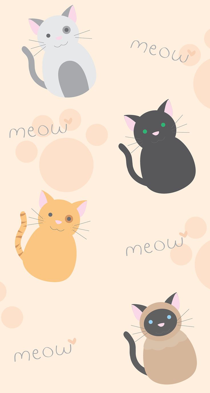 Quattro gatti kawaii pastello, 736x1377 Full HD Verticale, iPhone