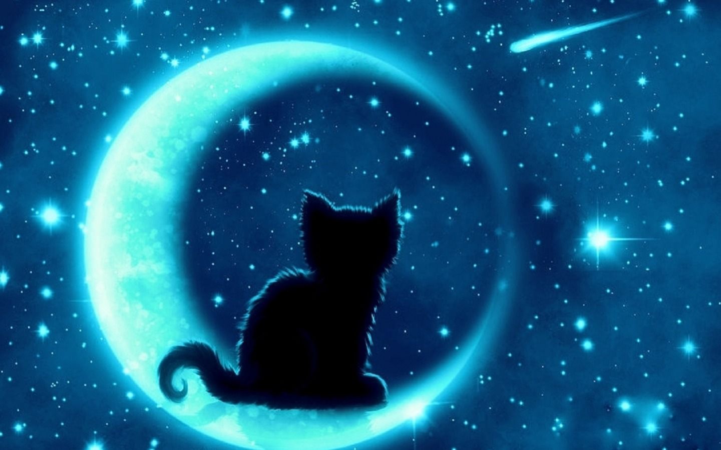 Gatto nero silhouette ramo notte, 2560x1024 Ultrawide, Dual Monitor