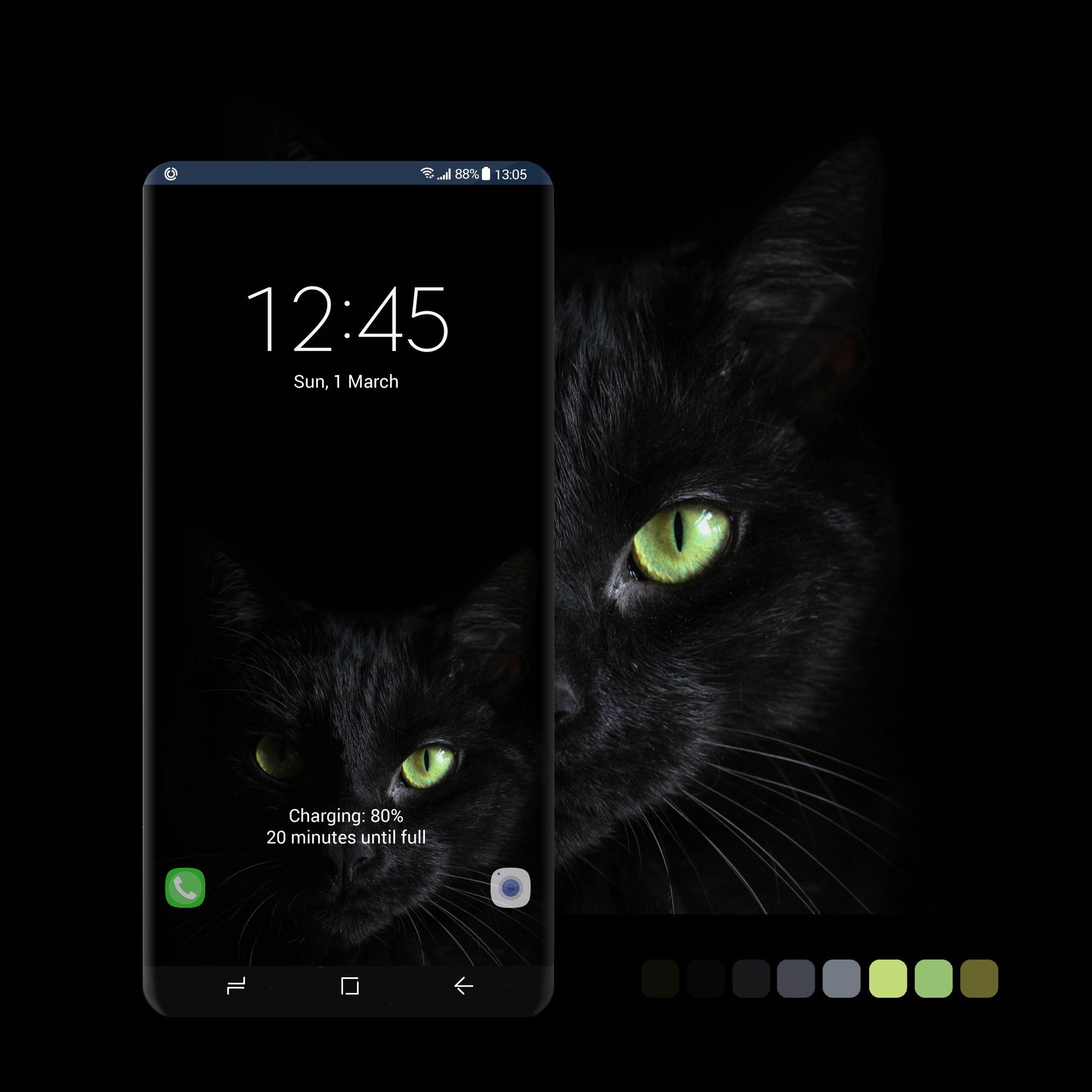 Gatto nero occhi verdi, 2028x2028 alta risoluzione, Desktop