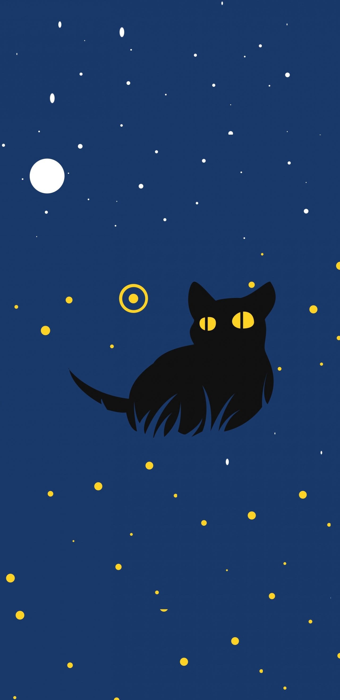 Gatto nero, luna, stelle, 1440x2960 Full HD Verticale, Galaxy Z