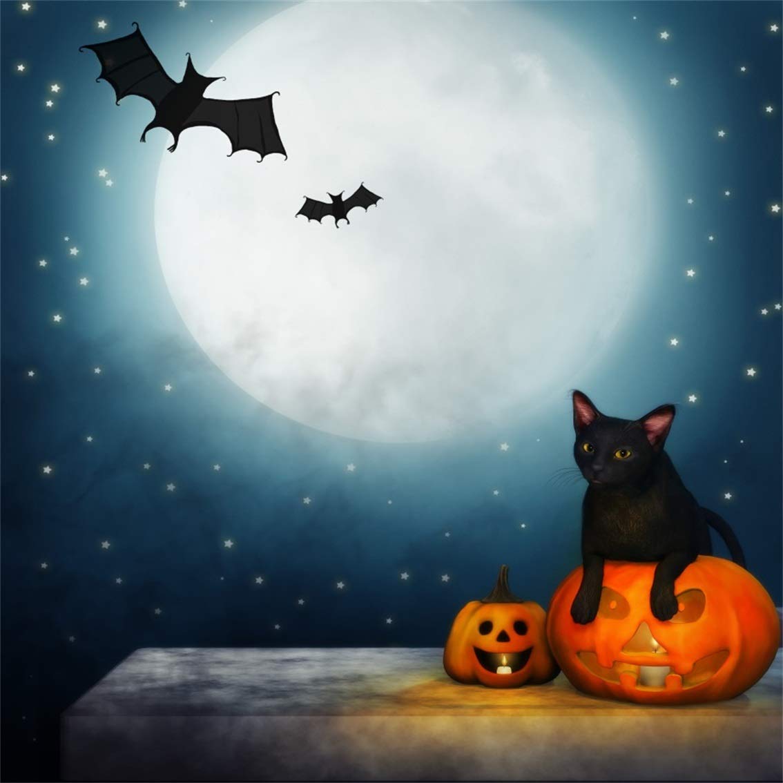 Gatto nero luna piena Halloween, 1134x1134 HD, Desktop