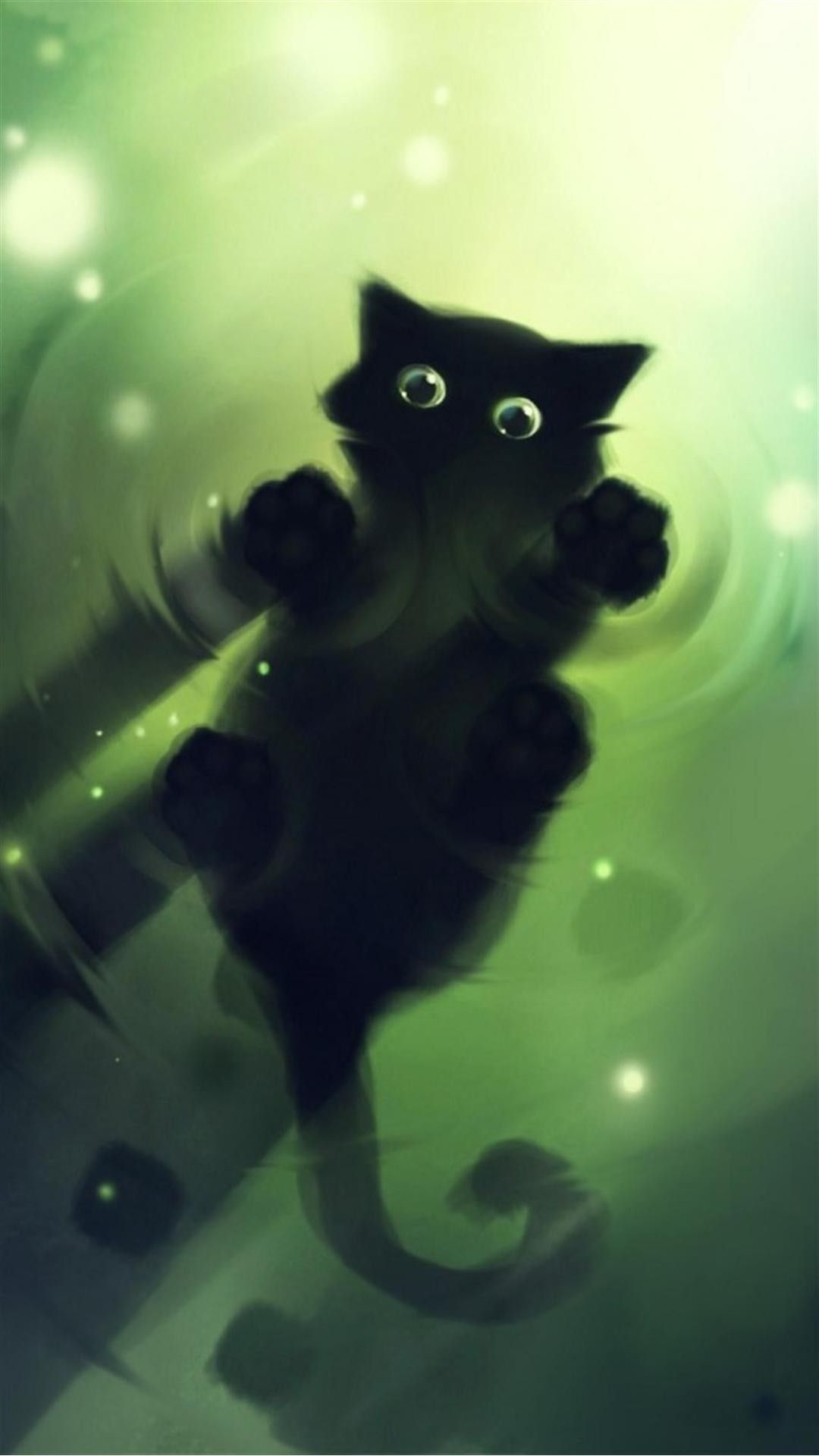 Gatto nero sfondo verde, 1080x1920 Full HD Verticale, Galaxy S