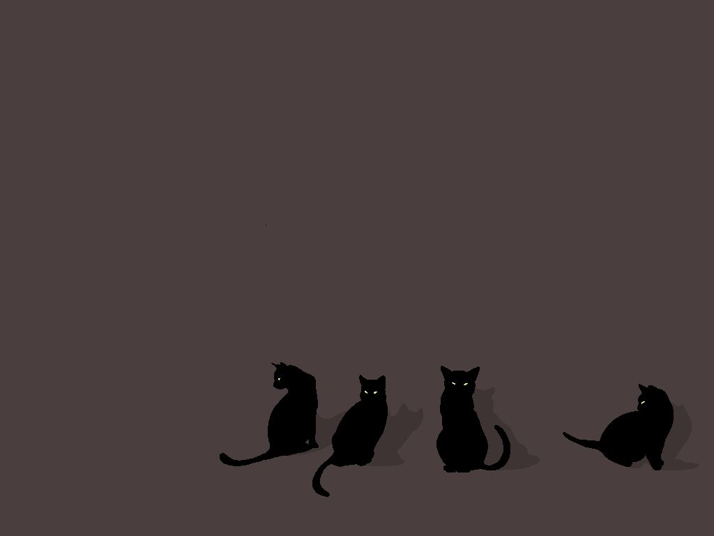Quattro gatti neri silhouette, 1024x768 HD, PC