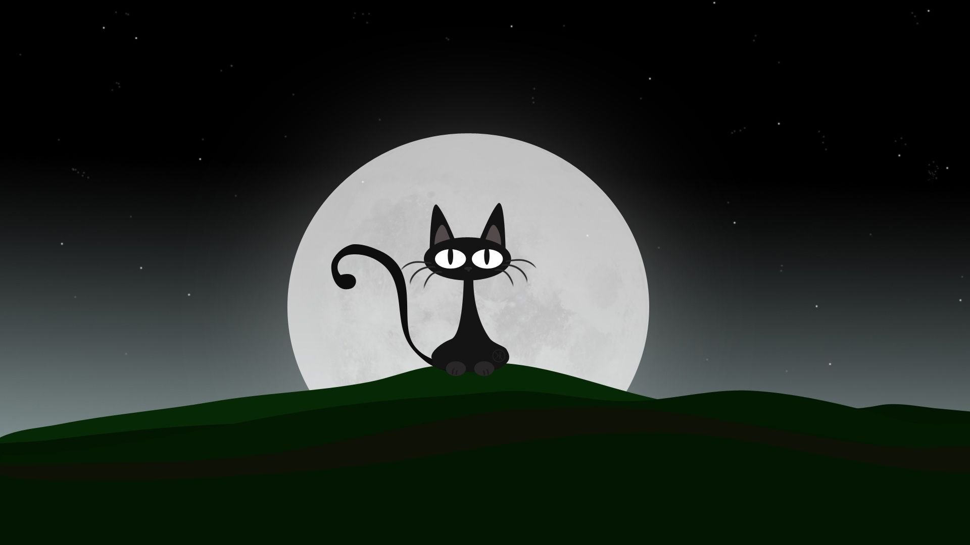 Gatto nero silhouette luna piena, 1920x1080 1080p, HP Laptop