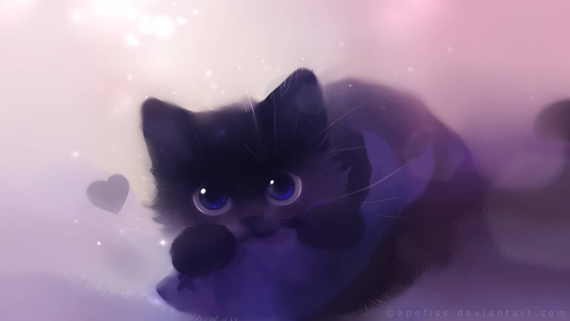 Gattino nero illustrato, 1920x1080 1080p, Monitor Gaming