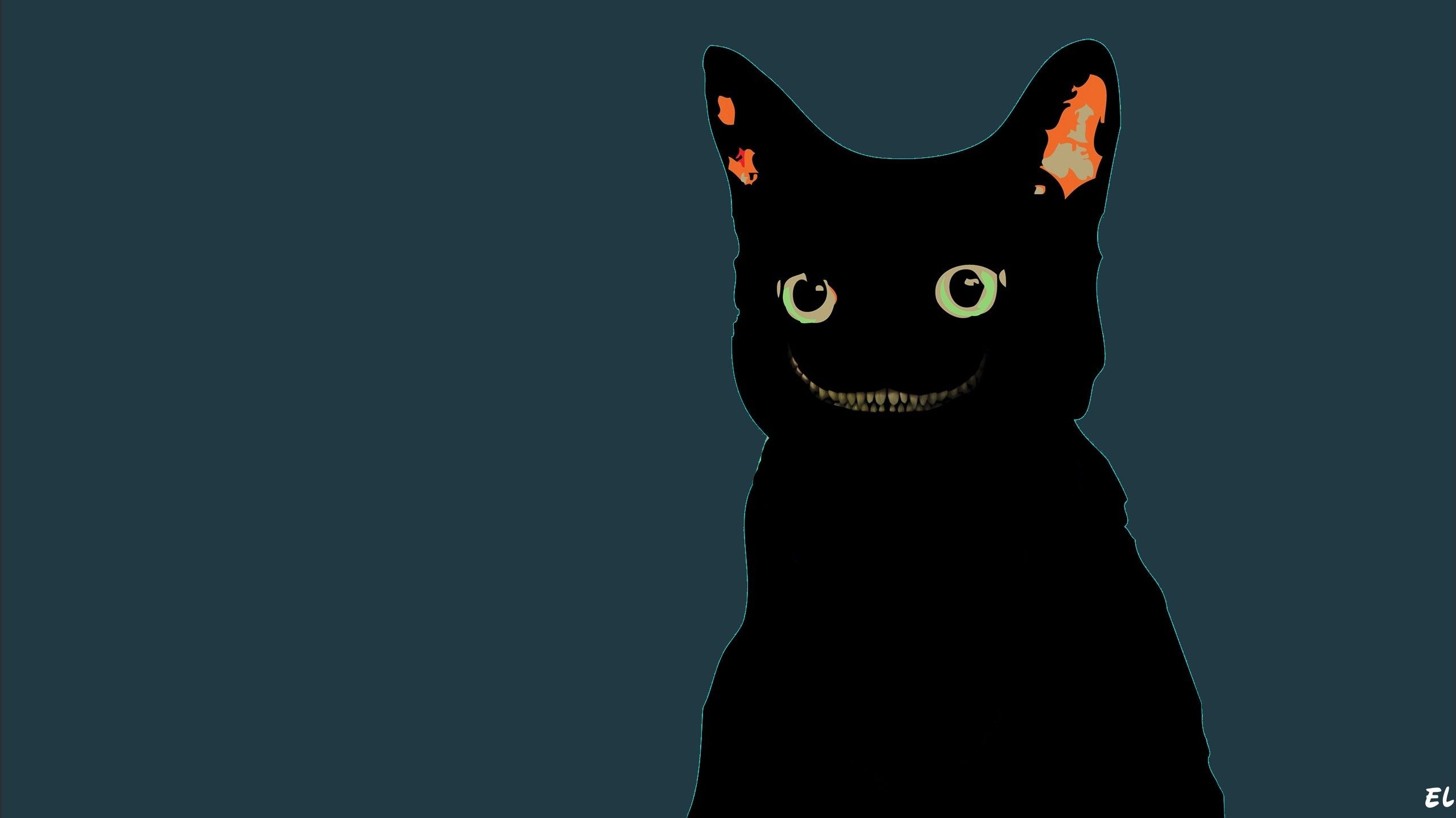 Gatto nero minimalista sorridente, 2560x1440 1440p, Desktop