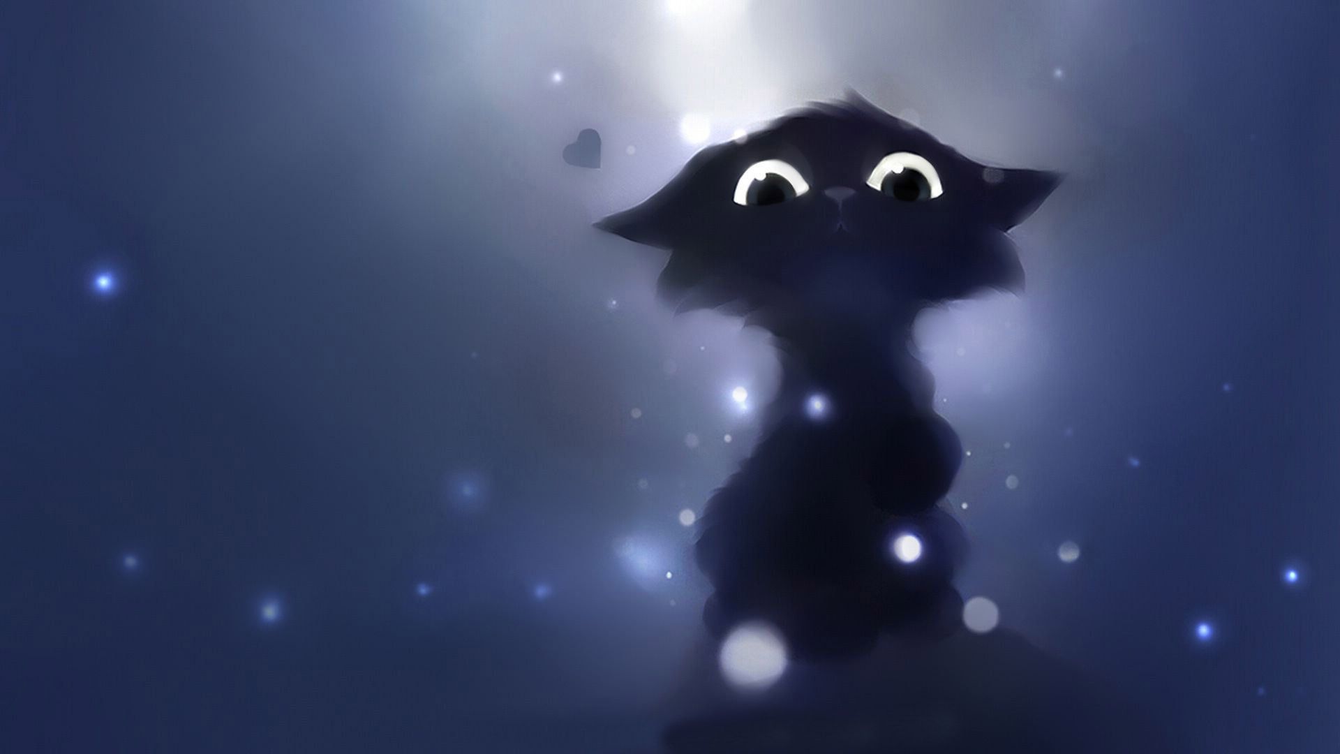 Gatto nero silhouette blu, 1920x1080 Full HD 1080p, PC Desktop