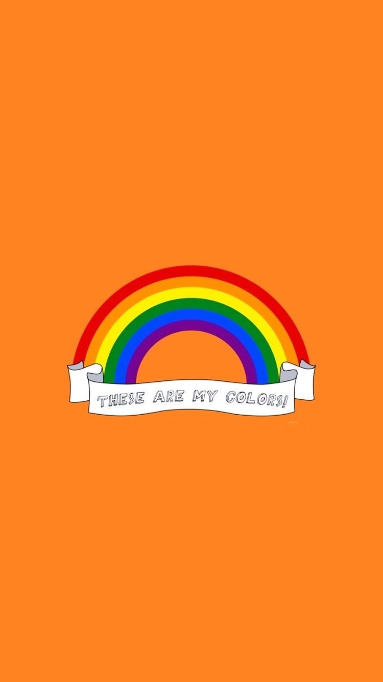 Arcobaleno LGBT su arancione, 750x1334 Full HD Verticale, Smartphone
